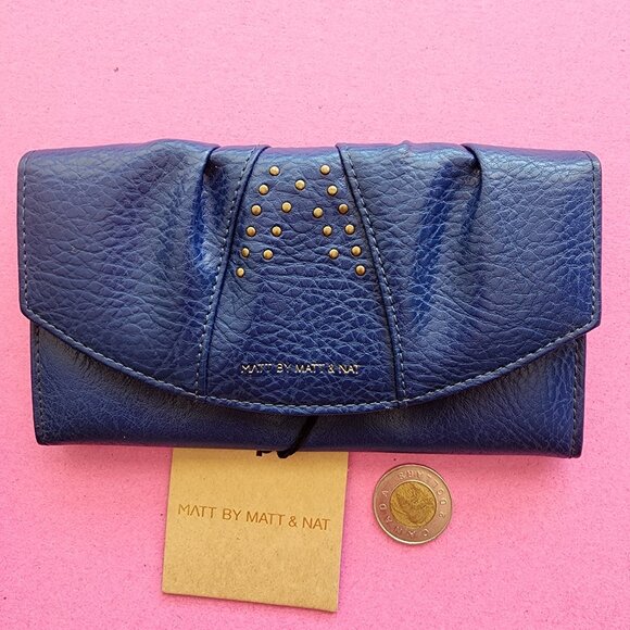 Matt by Matt & Nat Blue Vegan Leather Wallet - Picture 1 of 6